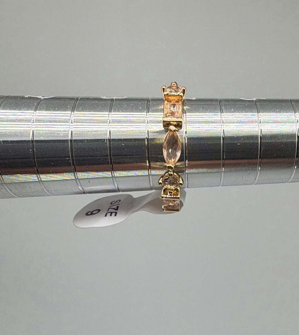 Bomb Party Hour & Hour Size 9 Lab-Created Peach Sapphire on Gold